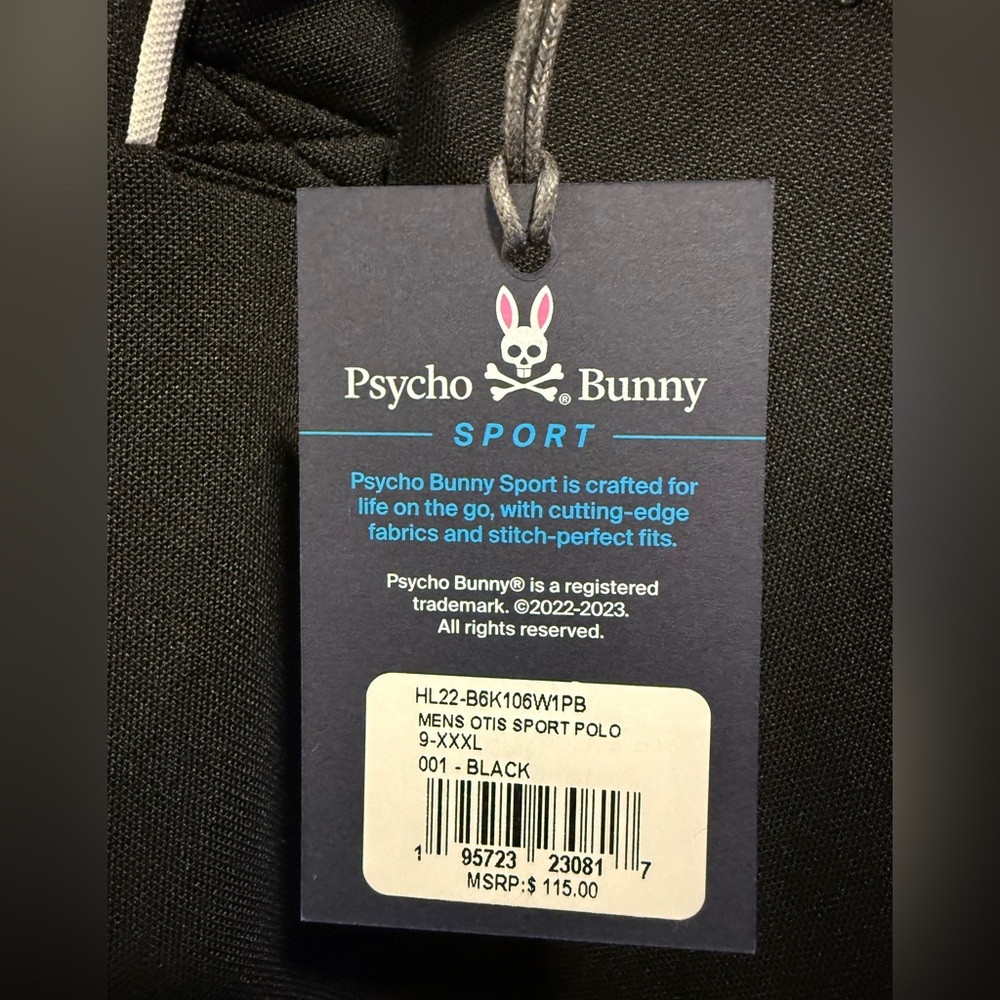 Men’s Black 3XL Size 9 Psycho Bunny Otis Sport Polo NWT. - Picture 3 of 7